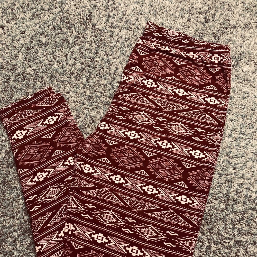 Maroon Aztec Leggings